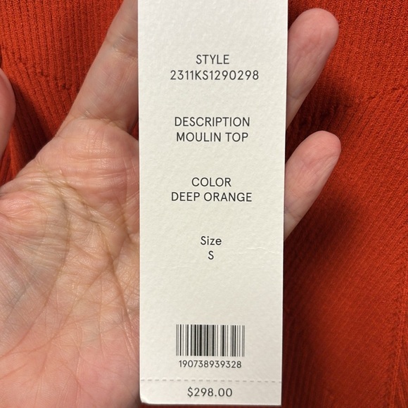 NWT Veronica Beard Deep Orange Women's Moulin ribbed knit size Small - Picture 7 of 8